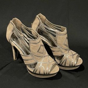 Gianni Bini Suede and Silver Platform Heels